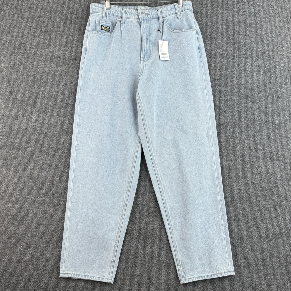 HUF Cromer Jeans Men's 32x33 Light Blue Baggy Skate Denim Pants 100% Cotton NWT